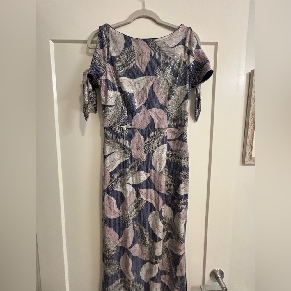 JS Collections Leaf Pattern gown